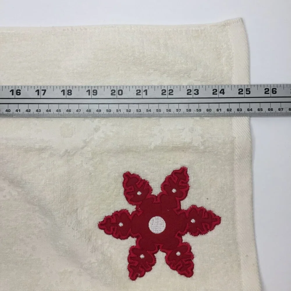 Christmas Towel Kitchen Bathroom Embroidered Snowflake Star Flower